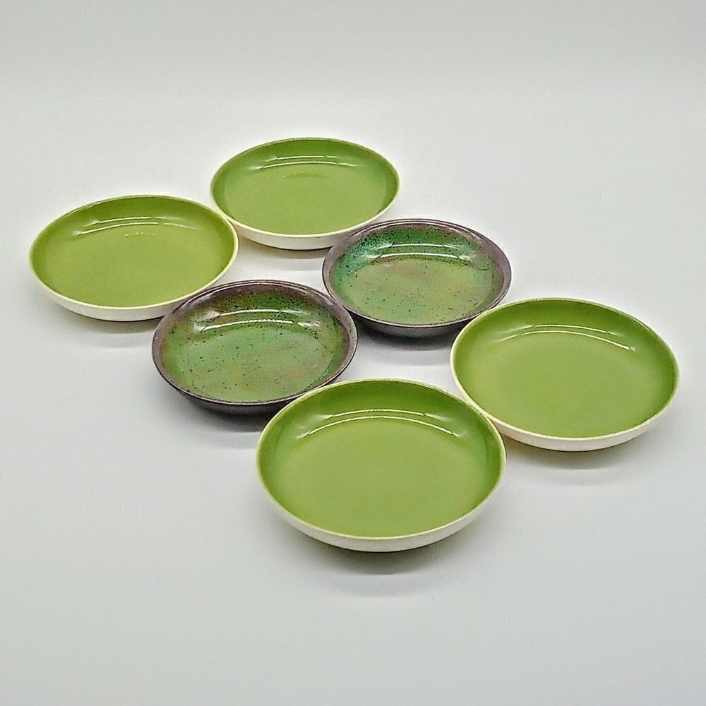 Moss Green Small Ceramic Plates 6-Pc. Lot